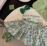 【80-150cm+親サイズ】半袖Ｔシャツorスカート 親子ペア 花柄 トレンド - 画像 (6)