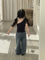 【90-140cm】トップスorパンツ 女の子 ストーン付き ダメージジーンズ - 画像 (6)