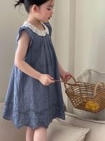 【90-140cm】ワンピース 女の子 折り襟 レース - 画像 (6)