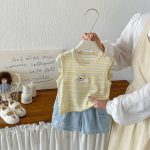 【73-100cm】トップスorショートパンツ ベビー ボーダー柄 カジュアル - 画像 (4)