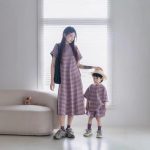 【90-150cm+親サイズ】ワンピースorセットアップorTシャツ 親子ペア ボーダー柄 シンプル - 画像 (5)