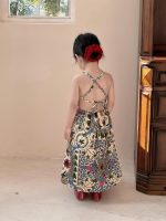 【90-140cm】ワンピース 女の子 背中開き 花柄 ビーチ - 画像 (4)