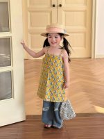 【90-140cm】ワンピースorパンツ 女の子 キャミソール プリント - 画像 (2)