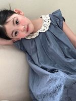 【90-140cm】ワンピース 女の子 折り襟 レース - 画像 (3)