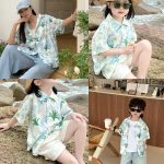 【80-150cm+親サイズ】シャツ 親子ペア フラワー プリント - 画像 (4)