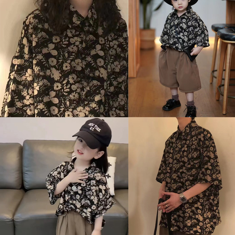 O1CN01TuXygE1FgNIZgqHBX_977350516-0-cib.jpg 【80-150cm+親サイズ】シャツ 親子ペア 花柄 合わせやすい - 画像 (1)