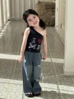 【90-140cm】トップスorパンツ 女の子 ストーン付き ダメージジーンズ - 画像 (5)