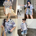 【80-150cm+親サイズ】ワンピースorトップス 親子ペア フラワー おしゃれ - 画像 (2)