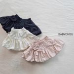 【73-120cm】スカート ベビー リボン付き フリル 無地