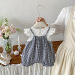 【66-90cm】セットアップ ベビー レース チェック柄 - 画像 (5)