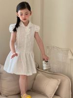 【90-150cm】ワンピース 女の子 無地 パフスリープ - 画像 (2)