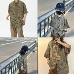 【80-150cm+親サイズ】シャツorショートパンツ 親子ペア 花柄 レトロ - 画像 (2)