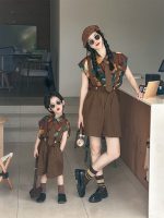 【90-140cm+親サイズ】セットアップ お揃いコーデ 韓国風 レトロ - 画像 (5)