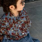 【80-150cm+親サイズ】シャツ 親子ペア フラワー レトロ - 画像 (5)
