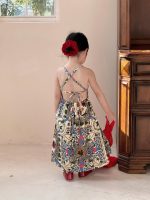 【90-140cm】ワンピース 女の子 背中開き 花柄 ビーチ - 画像 (2)