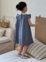 【90-140cm】ワンピース 女の子 折り襟 レース - 画像 (5)