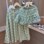 【80-150cm+親サイズ】半袖Ｔシャツorスカート 親子ペア 花柄 トレンド - 画像 (9)