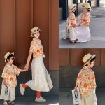 【80-150cm+親サイズ】シャツorスカートorショートパンツ 親子ペア 花柄 ファッション