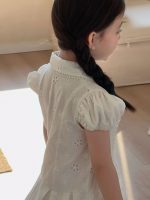 【90-150cm】ワンピース 女の子 無地 パフスリープ - 画像 (6)