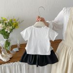 【73-100cm】セットアップ ベビー レース切り替え ドット柄 - 画像 (6)