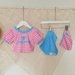 【80-140cm】水着 セットアップ 女の子 チェック プリント 帽子付き おしゃれ 水遊び スイムウェア - 画像 (7)