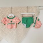 【80-140cm】水着 セットアップ 女の子 チェック プリント 帽子付き おしゃれ 水遊び スイムウェア - 画像 (8)