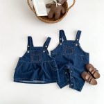 【66-90cm】ワンピースorサロペット デニム クマロゴ ベビー服 - 画像 (11)