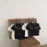 【66-90cm】ロンパースorトップス ベビー 韓国風 フリル襟