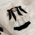 【73-100cm】セットアップ or ワンピース ベビー リボンドット - 画像 (4)