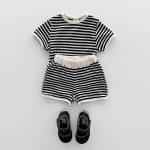 【73-120cm】Tシャツシ＆ョートパンツ ベビー カジュアル ボーダー柄 - 画像 (5)