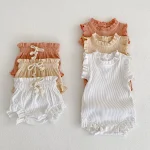 【66-90cm】ロンパース or ボトムス ベビー ノーカラー フリルリーブ - 画像 (10)