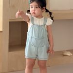 【73-100cm】サロペットorTシャツ ベビー デニム ファッション - 画像 (2)
