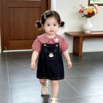 【73-120cm】ワンピース ベビー ウサギ デニム