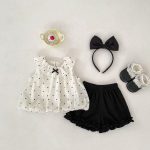 【73-120cm】セットアップ 女の子 可愛い ドット ブラウス&パンツ