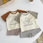 【73-100cm】半袖Tシャツ&ショートパンツセット ベビー 恐竜 プリント