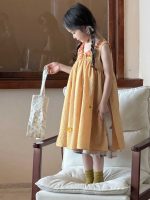 【90-150cm】ワンピース 女の子 フラワー ノースリープ