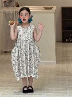 【90-150cm】ワンピース 女の子 花柄 ノースリープ