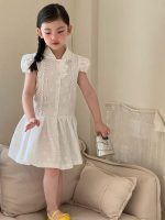 【90-150cm】ワンピース 女の子 無地 パフスリープ