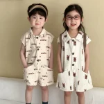 【80-150cm】オールインワン キッズ服 英字 or 犬柄