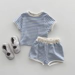 【73-120cm】Tシャツシ＆ョートパンツ ベビー カジュアル ボーダー柄 - 画像 (4)