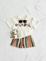 【66-90cm】セットアップ ベビー 英字 ストライプ - 画像 (11)