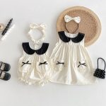 【66-90cm】ロンパースorワンピース ベビー 姉妹お揃い ポケット付き - 画像 (2)
