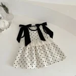【73-100cm】セットアップ or ワンピース ベビー リボンドット - 画像 (8)