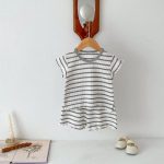 【80-130cm】セットアップ キッズ服 ボーダー ワッフル - 画像 (6)