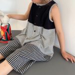 【80-130cm】オールインワン 女の子 ストライプ ジャンプスーツ - 画像 (3)