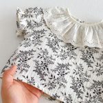 【66-100cm】セットアップ ブラック フラワー サロペット&シャツ - 画像 (12)