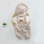 【66-100cm】セットアッ プ ベビー 韓国風 ドット&チェック3点 - 画像 (11)