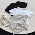 【80-130cm】半袖Tシャツ キッズ服 ベーシック 無地 クルーネック