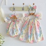 【66-130cm】ロンパースorワンピースベビー 姉妹服 カラフル フリル - 画像 (13)