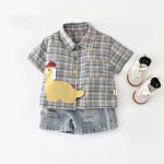 【73-120cm】Ｔシャツ 恐竜 チェック 男の子 トップス